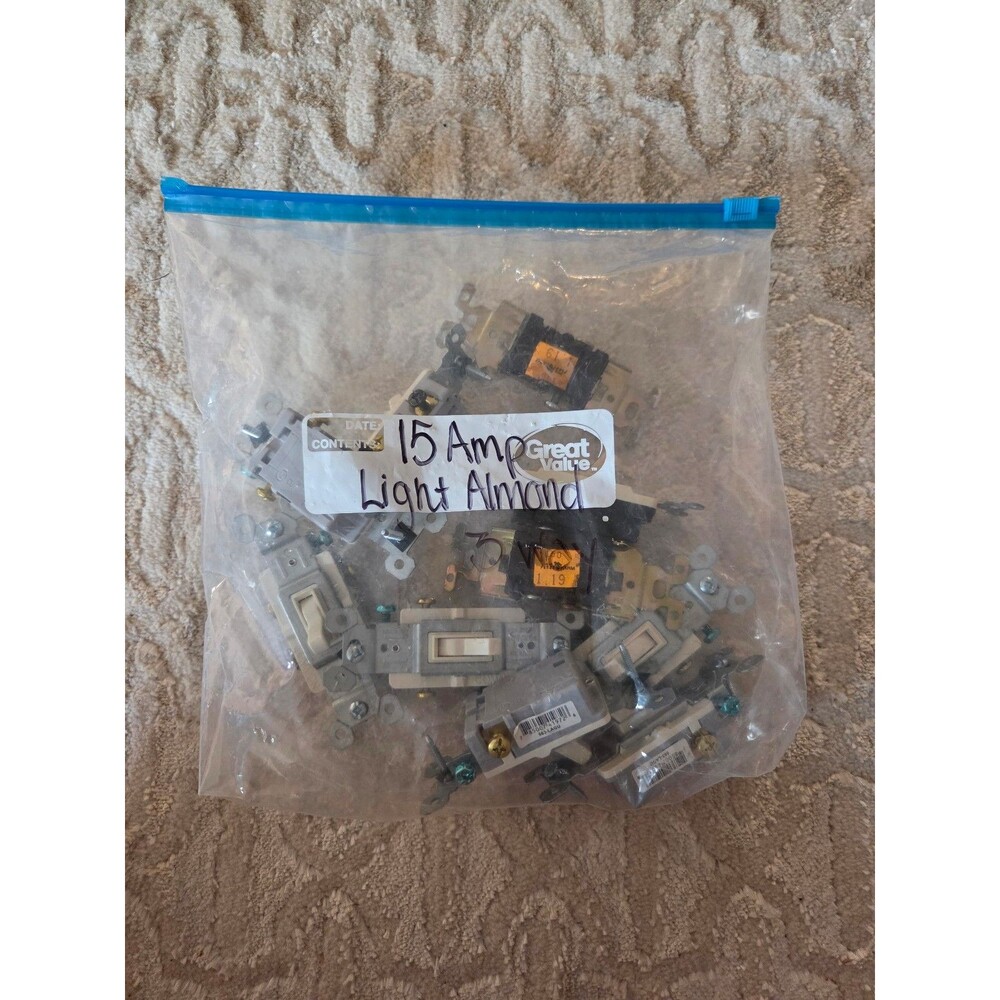 15 AMP Light Almond 3-Way Outlet Switches